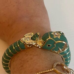 Green Elephant Enamel Bangle